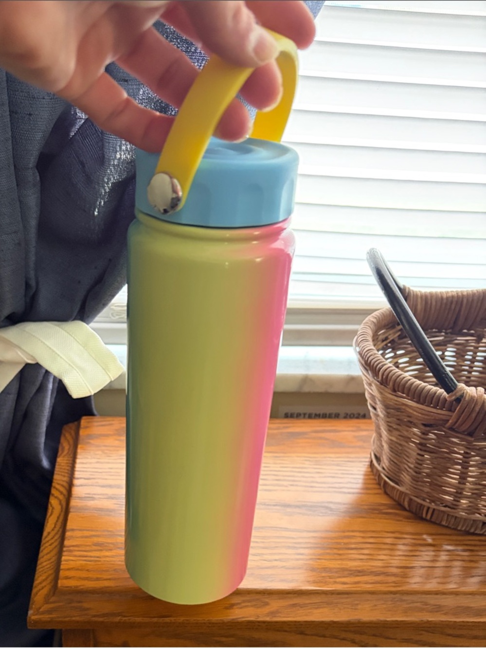 Ombre Pastel Stainless Water Bottle with Yellow Carry Handle